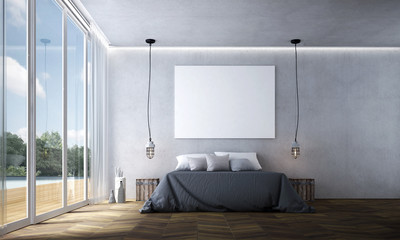 The 3d rendering interior of modern minimal bedroom design