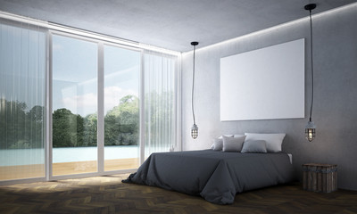 The 3d rendering interior of minimal bedroom design