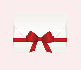 Envelope with Shiny Red Satin Bow.  Has space for text.