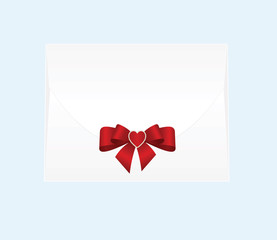 Envelope with Shiny Red Satin Bow. 