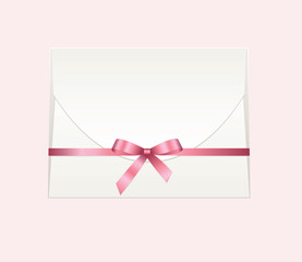 Envelope with Clean Card and Pink Bow Ribbon. 