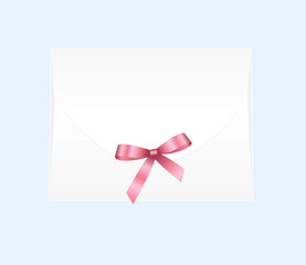 Envelope with Clean Card and Pink Bow Ribbon. 
