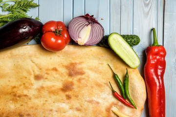 Fresh bread and vegetables