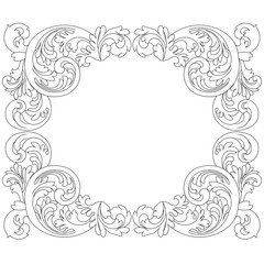 Vintage border frame engraving with retro ornament pattern in antique baroque style decorative design. Vector