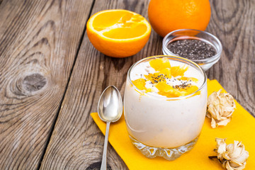 Low calorie milk fruit fresh with orange