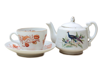 Porcelain teapot on a white background