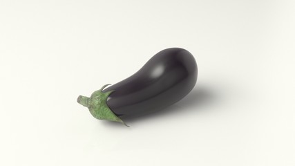 Fresh organic eggplant on white background.
