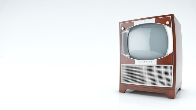 Vintage tv on white background.
