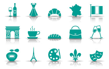 Frankreich Iconset - T&uuml;rkis (Schatten)