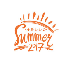 Vector lettering template Hello Summer 2017.
