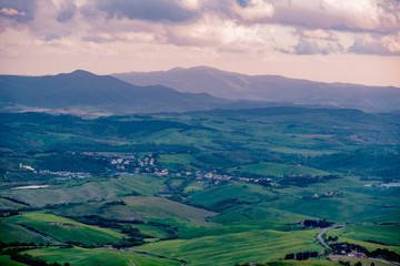 Obraz premium Panorama of the city of volterra at sunset