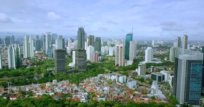 Timelapse footage of aerial view of apartment buildings and private residential in the Jakarta, Indonesia. Professional shot in 4K resolution