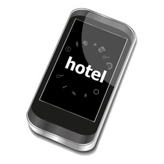 Text Hotel. Business concept . Smartphone with business web icon set on screen