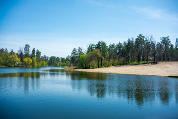 Fototapeta na wymiar Quiet forest lake 
