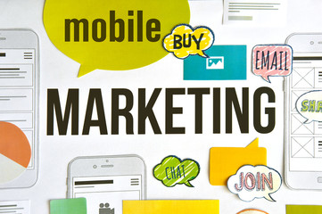 Mobile marketing concept for website and mobile banner, social media marketing, internet...