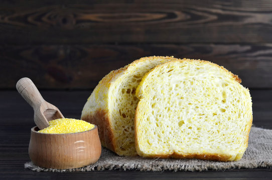 Sliced corn bread and corn flour