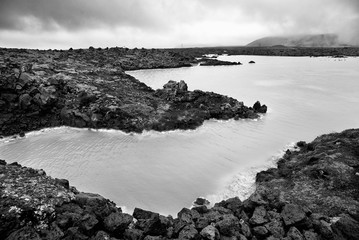 Blue lagoon geothermal spa, Iceland  Black and White