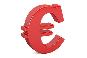 Obraz premium Red euro symbol, 3D rendering