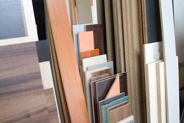 MDF, PARTICLE BOARD. Wood panels of different thicknesses and colors.