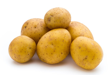 Raw potato isolated on white background.