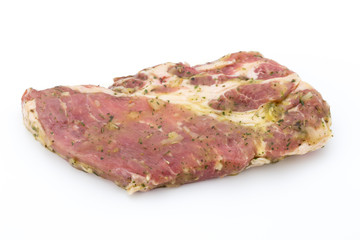 Obraz premium Pork chop, marinated. Isolated on the white background.