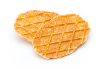 Sweet waffle on the white background.