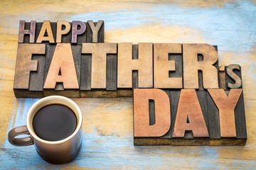 happy father day greeing card in wood type - Powered by Adobe