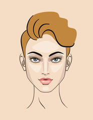 Woman, girl hairstyle, portrait makeup illustration for beauty.