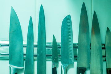 Set of various kitchen knives