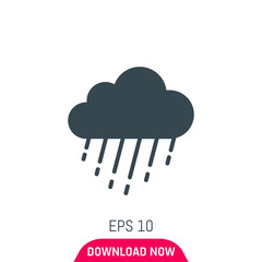 Raining cloud icon, vector