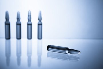 Ampoules with medicine closeup