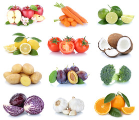 Obst und Gemüse Früchte Sammlung Äpfel, Orangen Tomaten Kraut Essen Freisteller