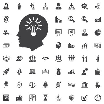 Head idea icon vector. bulb concept