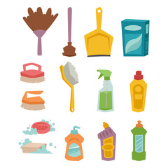 Cleanser bottle chemical housework product care wash equipment cleaning liquid flat vector illustration.