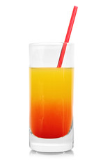 Tequila sunrise cocktail, isolated on white