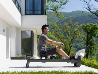 Fototapeta premium man doing morning exercises