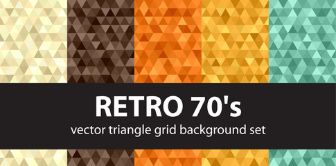 Retro pattern set. Vector seamless vintage backgrounds "Retro 70's"
