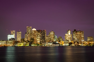 Fototapeta na wymiar Evening skyline of Boston, Massachusetts, USA