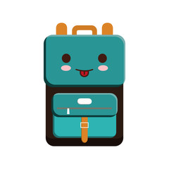 kawaii backpack icon over white background. back to school design. vector illustration