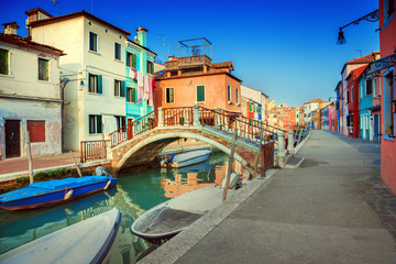 Naklejka na ściany i meble Colorful houses in Burano, Venice, Italy