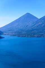 Panorama view of the lake Atitlan and volcanos  in the highlands of Guatemala