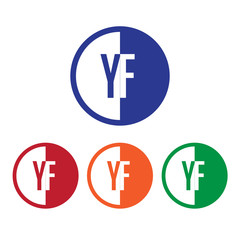 YF initial circle half logo blue,red,orange and green color