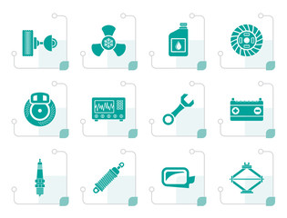 Stylized Car Parts and Services icons - Vector Icon Set