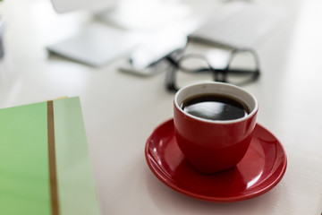 Working table office with coffee concept