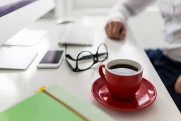 Working table office with coffee concept