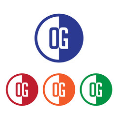 OG initial circle half logo blue,red,orange and green color