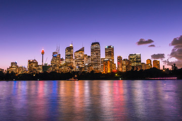 Fototapeta na wymiar Sydney Skyline at Night Twilight Australia