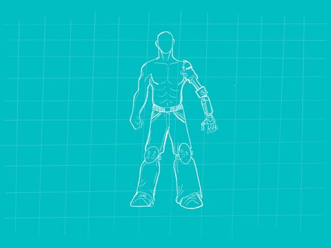 illustration of human-like robot technology or bio robot concept for future