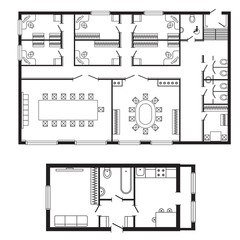 Modern office architectural plan interior furniture and construction design drawing project