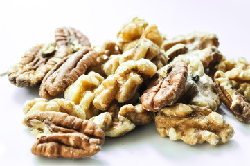 Healthy mixed nuts - walnut and pecan with rosemary